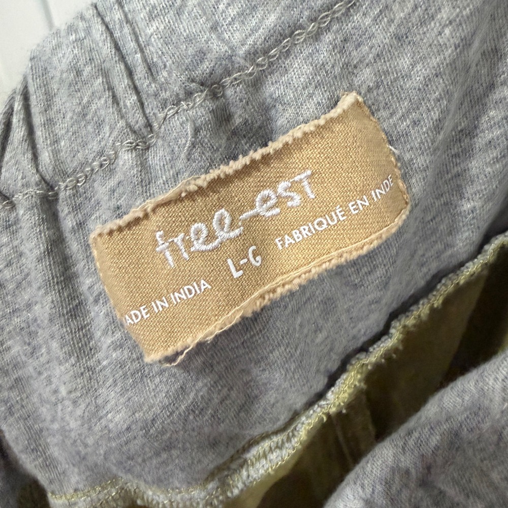 Free People Green Harem Jogger Pants Ruched Baggy Boho Olive Gray Waistband - Picture 10 of 11